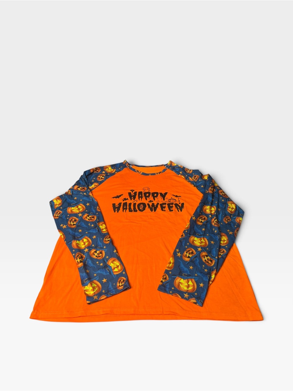 Men’s XXL Halloween Pajama Set 2 Piece Pumpkin Happy Halloween Orange Blue